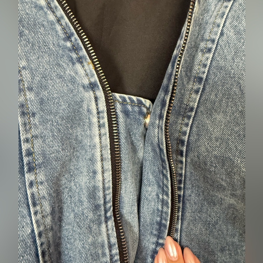 Micas Patchwork Zipper Denim Outerwear Jacket - image 8